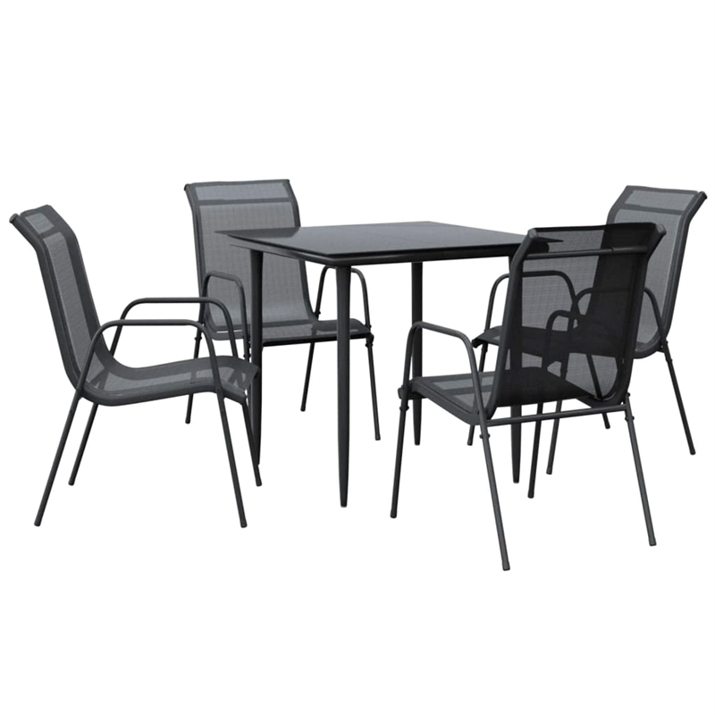 vidaXL 5 Piece Steel Garden Dining Set in Black/Anthracite