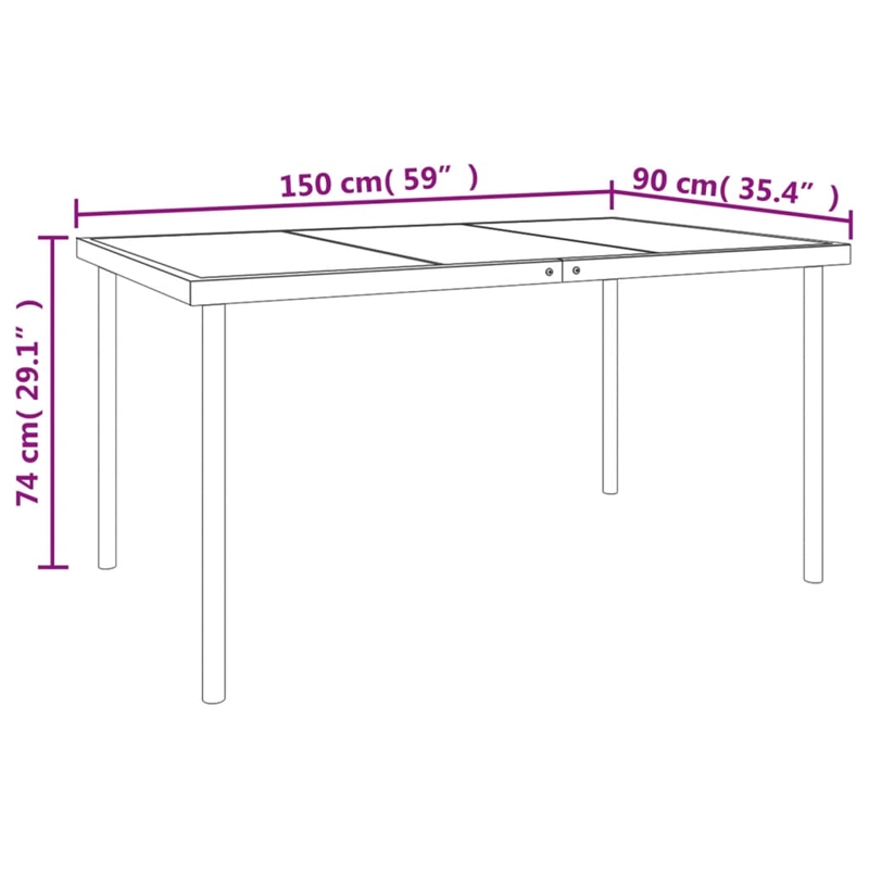 vidaXL 5 Piece Steel Garden Dining Set in Black