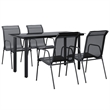 vidaXL 5 Piece Powder-Coated Steel Garden Dining Set in Black