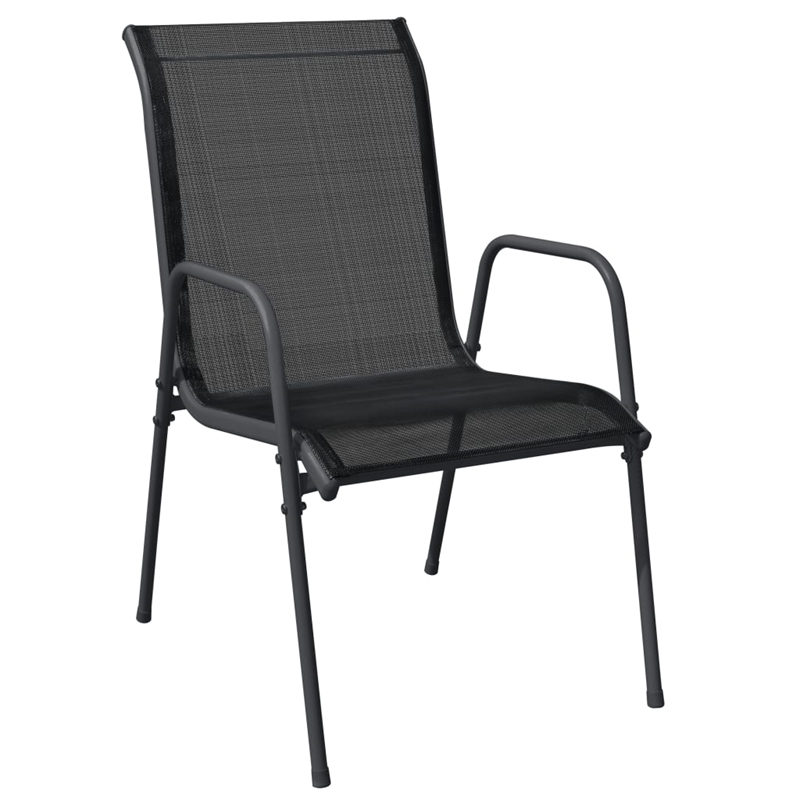vidaXL 5 Piece Powder-Coated Steel Garden Dining Set in Black