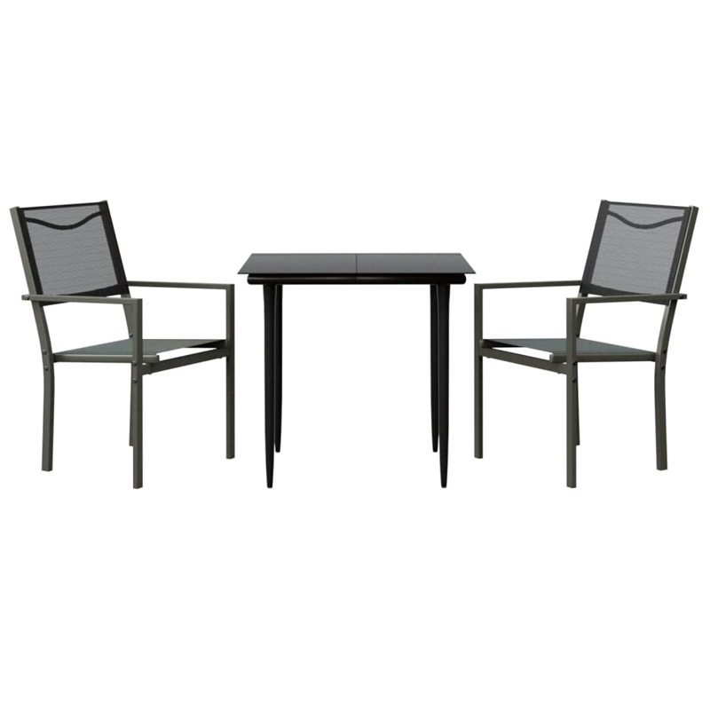 vidaXL 3 Piece Steel Garden Dining Set in Black