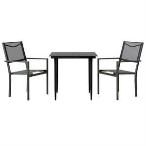 vidaXL 3 Piece Steel Garden Dining Set in Black