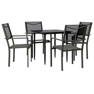 vidaXL 5 Piece Steel Garden Dining Set in Black/Anthracite