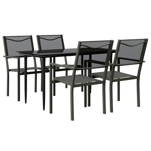 vidaXL 5 Piece Steel Garden Dining Set in Black/Anthracite