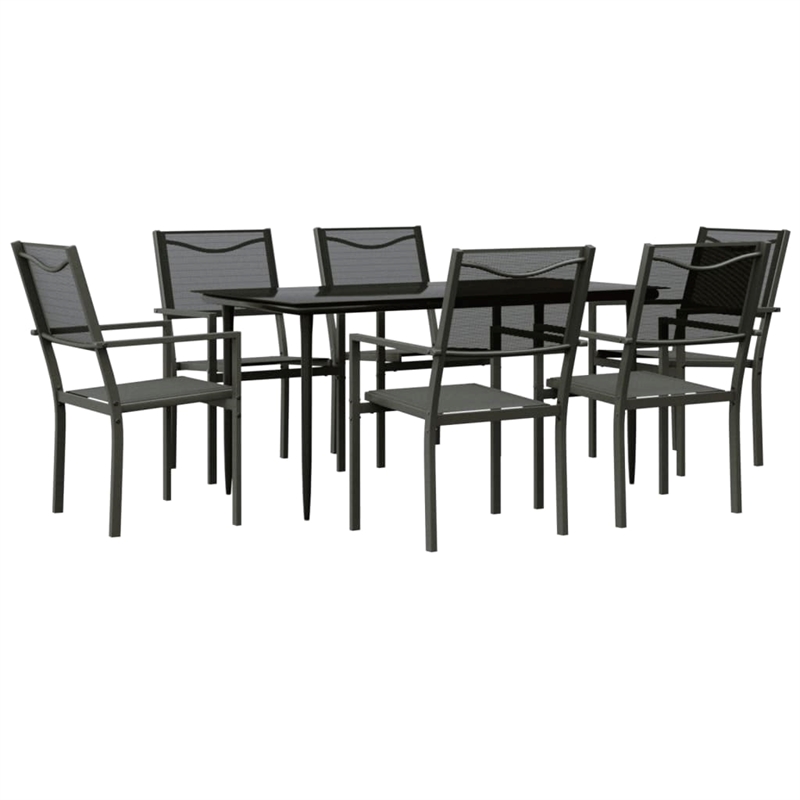 vidaXL 7 Piece Steel Garden Dining Set in Anthracite