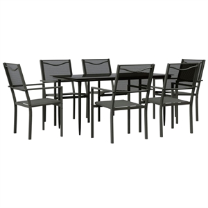 vidaXL 7 Piece Steel Garden Dining Set in Anthracite