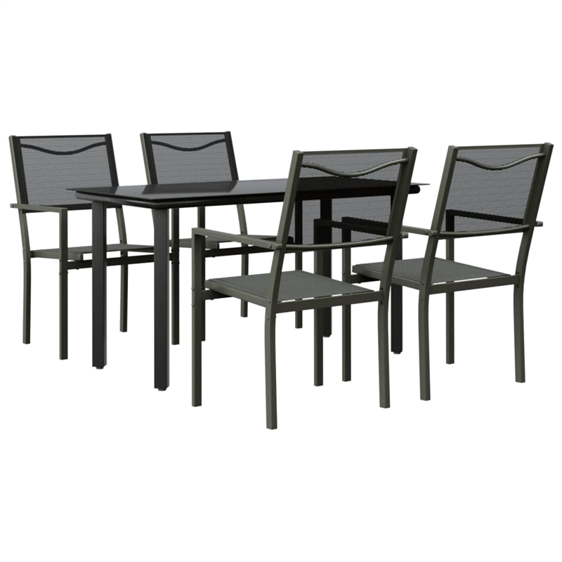 vidaXL 5 Piece Steel Garden Dining Set in Black/Anthracite