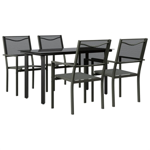 vidaXL 5 Piece Steel Garden Dining Set in Black/Anthracite