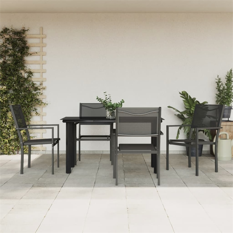 vidaXL 5 Piece Steel Garden Dining Set in Black/Anthracite