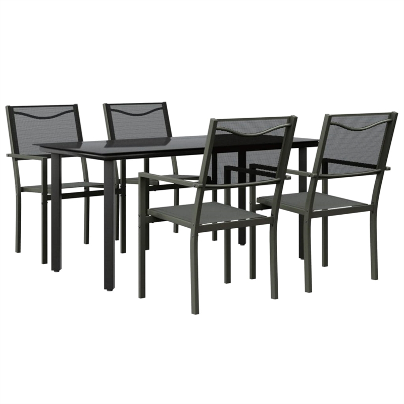 vidaXL 5 Piece Steel Garden Dining Set in Black