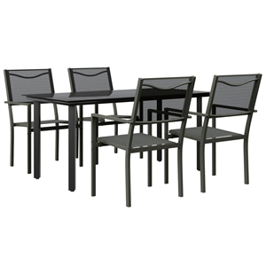 vidaXL 5 Piece Steel Garden Dining Set in Black