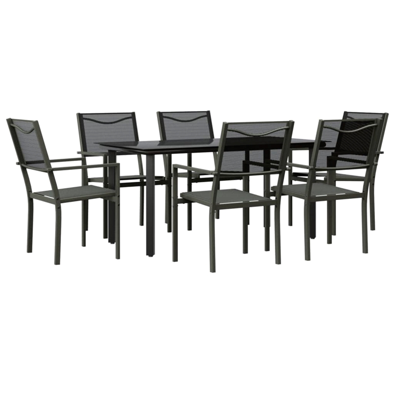 vidaXL 7 Piece Steel Garden Dining Set in Anthracite