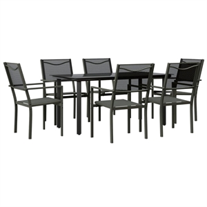 vidaXL 7 Piece Steel Garden Dining Set in Anthracite