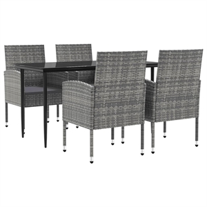 vidaXL 5 Piece Rattan Garden Dining Set in Black