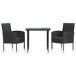 vidaXL 3 Piece Poly Rattan Garden Dining Set in Black