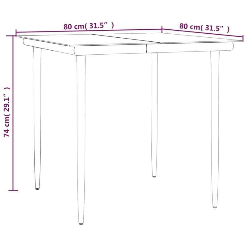 vidaXL 3 Piece Poly Rattan Garden Dining Set in Black