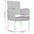 vidaXL 3 Piece Poly Rattan Garden Dining Set in Black