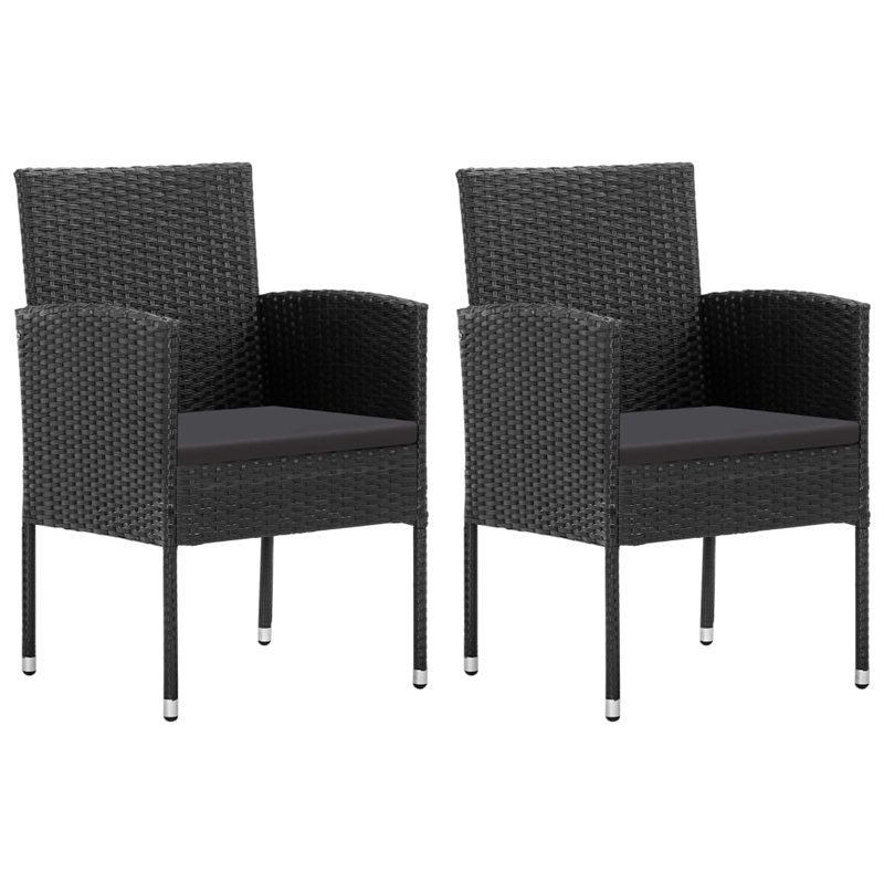 vidaXL 3 Piece Poly Rattan Garden Dining Set in Black