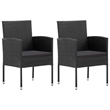 vidaXL 3 Piece Poly Rattan Garden Dining Set in Black