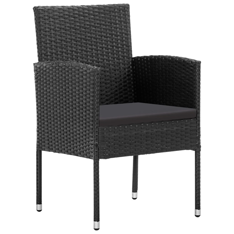 vidaXL 3 Piece Poly Rattan Garden Dining Set in Black
