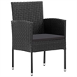 vidaXL 3 Piece Poly Rattan Garden Dining Set in Black