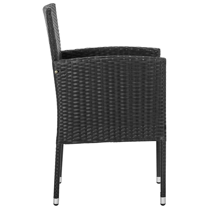 vidaXL 3 Piece Poly Rattan Garden Dining Set in Black