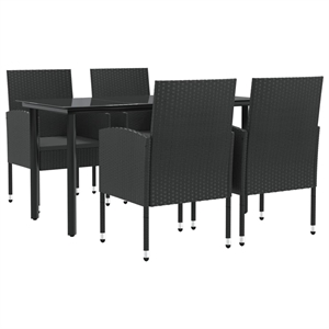 vidaXL 5 Piece Poly Rattan Garden Dining Set in Black