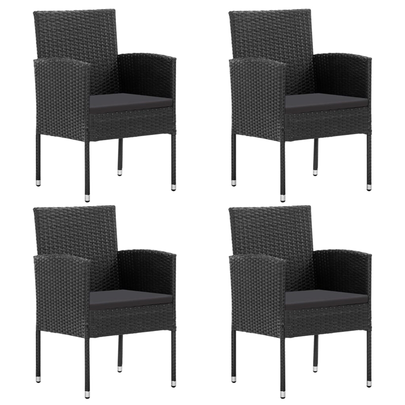 vidaXL 5 Piece Poly Rattan Garden Dining Set in Black