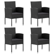 vidaXL 5 Piece Poly Rattan Garden Dining Set in Black