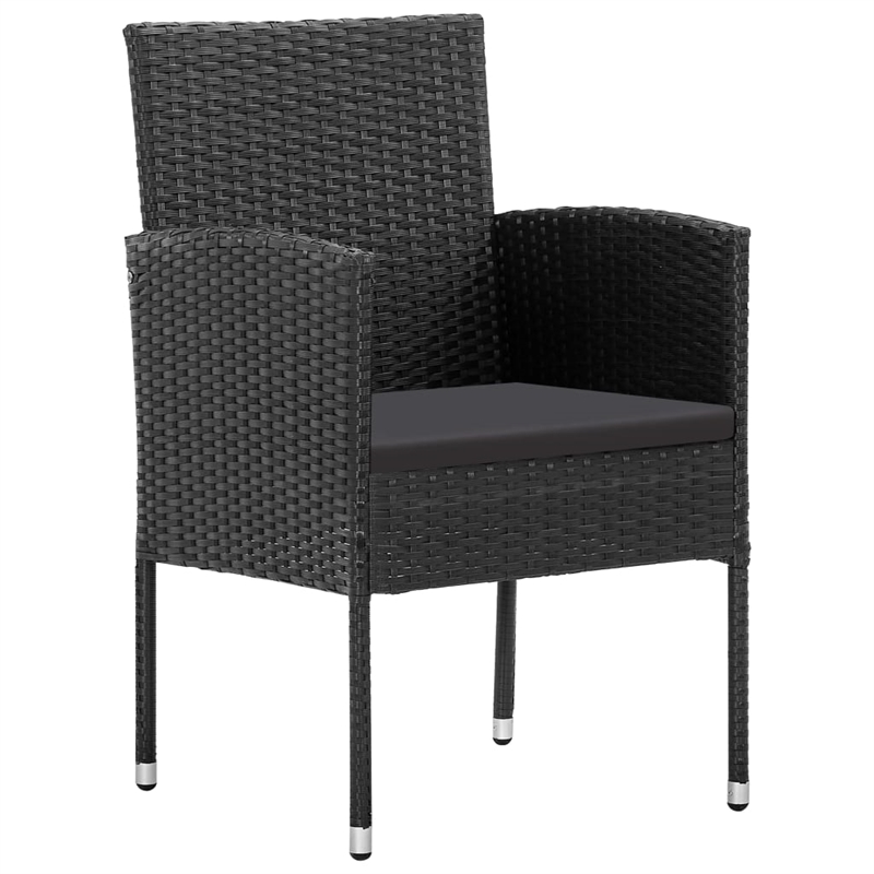 vidaXL 5 Piece Poly Rattan Garden Dining Set in Black
