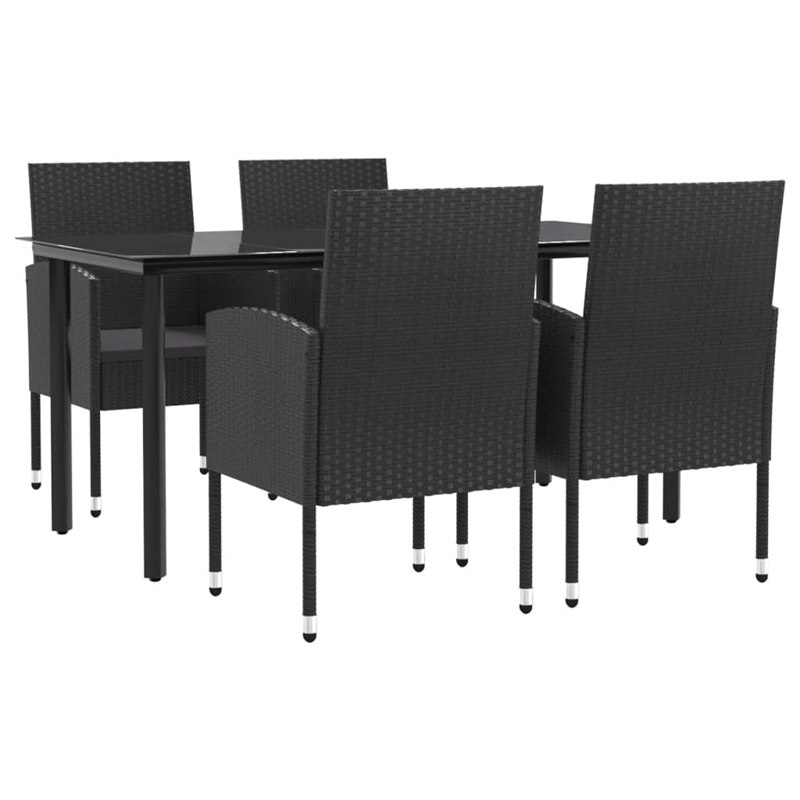 vidaXL 5 Piece Rattan Garden Dining Set in Black