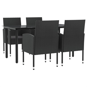 vidaXL 5 Piece Rattan Garden Dining Set in Black