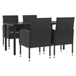 vidaXL 5 Piece Rattan Garden Dining Set in Black