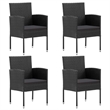 vidaXL 5 Piece Rattan Garden Dining Set in Black
