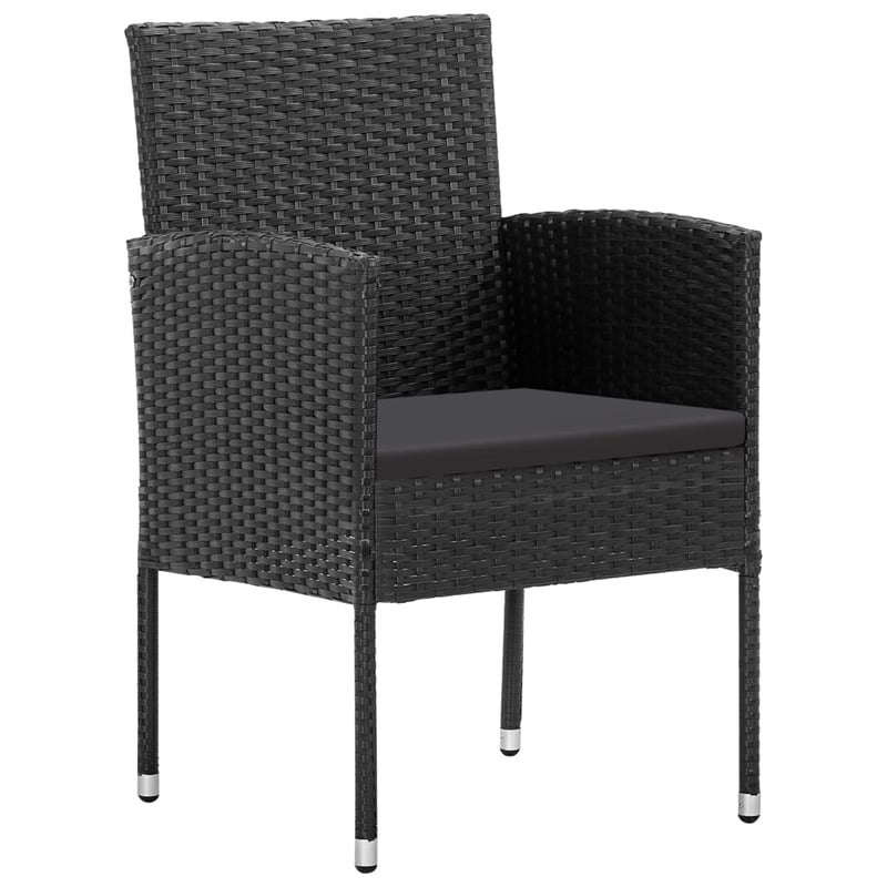 vidaXL 5 Piece Rattan Garden Dining Set in Black