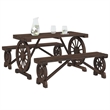 vidaXL 3 Piece Solid Wood Garden Dining Set in Brown