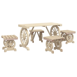 vidaXL Solid Wood Garden Dining Set in Brown