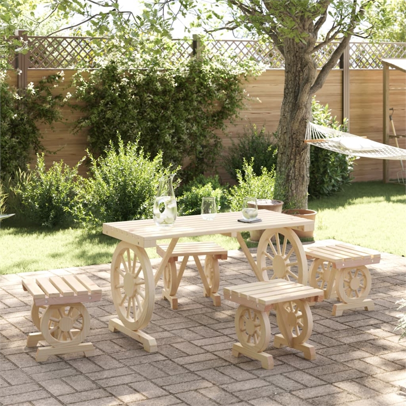 vidaXL Solid Wood Garden Dining Set in Brown