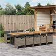 vidaXL 11 Piece Poly Rattan Garden Dining Set in Gray and Brown