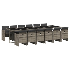 vidaXL Poly Rattan Garden Dining Set in Gray