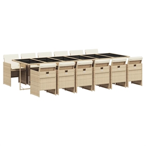 vidaXL Poly Rattan Garden Dining Set in Beige