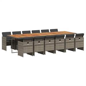 vidaXL Poly Rattan Garden Dining Set in Gray/Brown