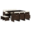 vidaXL 11 Piece Poly Rattan Foldable Garden Dining Set in Brown