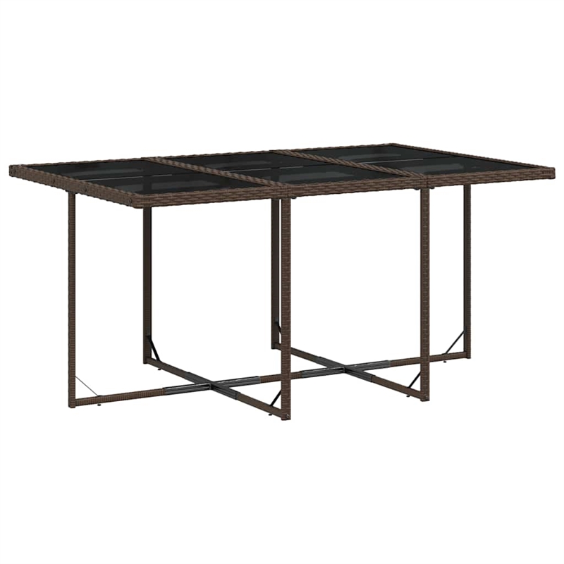 vidaXL 11 Piece Poly Rattan Foldable Garden Dining Set in Brown