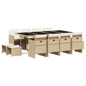 vidaXL Rattan Garden Dining Set in Black/Cream White