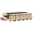 vidaXL 15 Piece Rattan Garden Dining Set in Beige/Cream White/Black