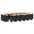 vidaXL Poly Rattan Garden Dining Set with Cushions in Black and Brown