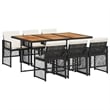 vidaXL 7 Piece Poly Rattan Garden Dining Set in Black/Cream White