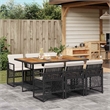 vidaXL 7 Piece Poly Rattan Garden Dining Set in Black/Cream White