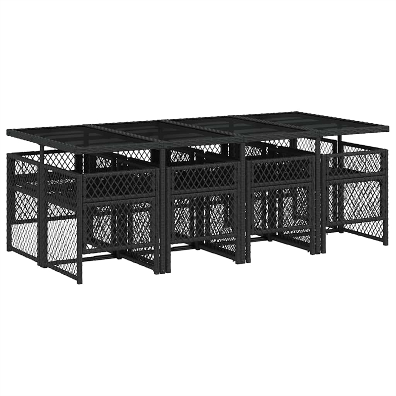 vidaXL 9 Piece Poly Rattan Garden Dining Set in Black/Cream White